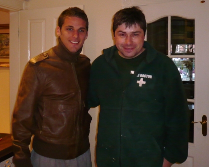 Lancaster Tile Doctor Russell Taylor with England and Blackburn Footballer David Bentley 