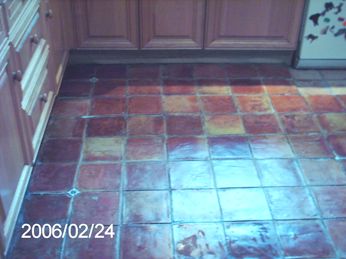 Mexican Terracotta floor after being cleaned and sealed by the Tile Doctor.